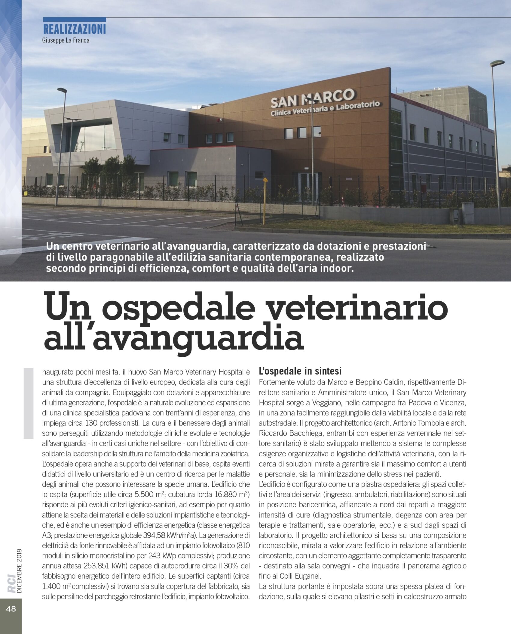 Rivista RCI – Dicembre 2018 – Clinica Veterinaria San Marco a Veggiano (PD)